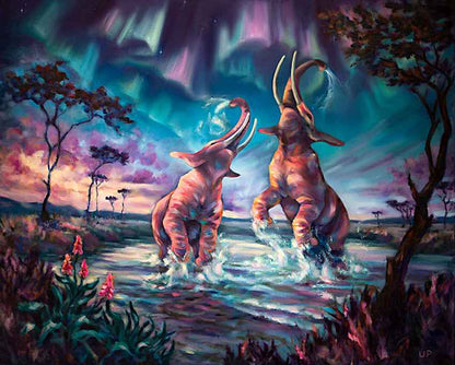 Oil painting "The Northern Lights Symphony"
