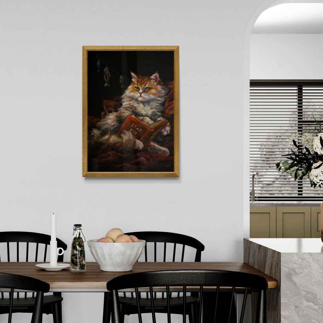 "The reading cat" museum-quality paper poster