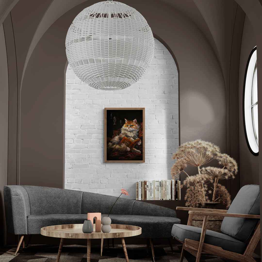 "The reading cat" museum-quality paper poster