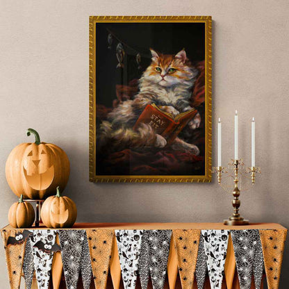 "The reading cat" museum-quality paper poster
